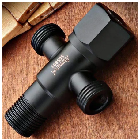 R04-วาล์วน้ำ วาล์วสามทางสแตนเลส วาล์วสแตนเลส 304 แท้ วาล์วฝักบัวสแตนเลส 304 สีดำ HA1005