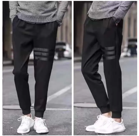 BIG12-กางเกงกีฬาสีดำผู้ชายกางเกงฮาเร็มหลวมเก้านาทีกางเกงยามขนาดบวกกางเกงยามผู้ชายเกาหลีกางเกงลำลอง