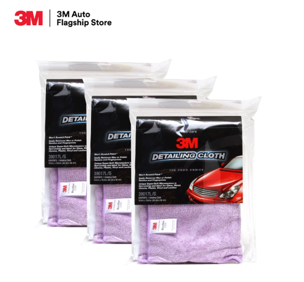 AC43-3M (3 ผืน) ผ้าไมโครไฟเบอร์ สำหรับลงแวกซ์ และเช็ดทำความสะอาดรถ สีม่วง ขนาด 50X50 ซม.PN39017L/S