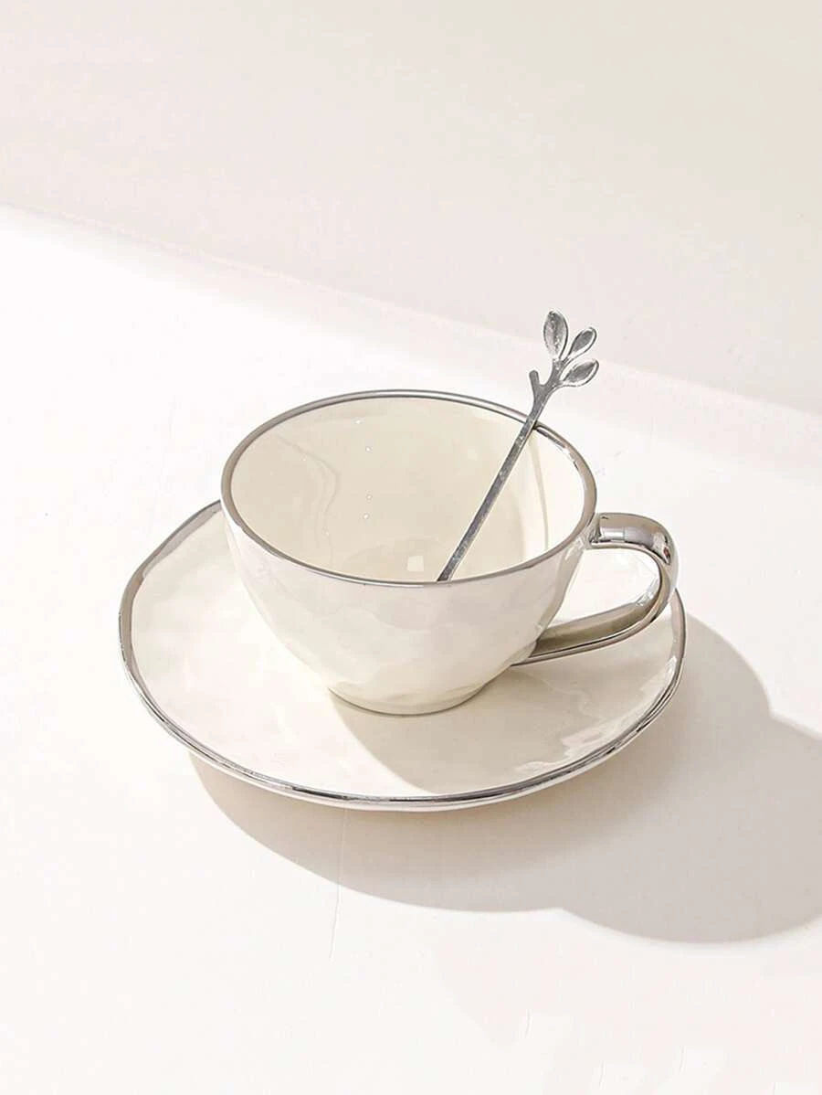 3 ชิ้น/เซ็ต แก้วมัค & จาน & นอร์ดิก เมทัลลิค ตัดแต่ง แก้วมัค เซ็ต สำหรับ บ้าน  oo-119