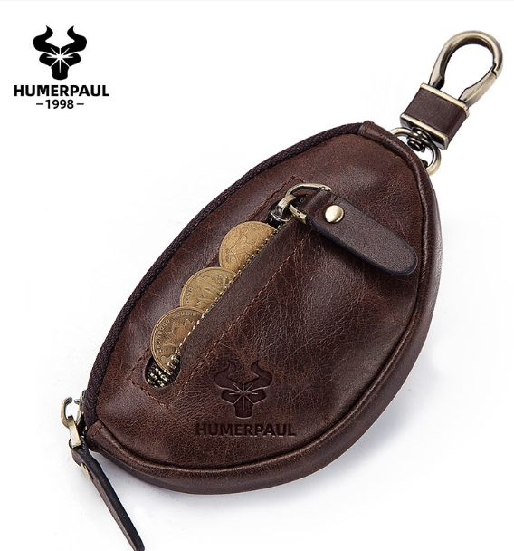RAY82-Humerpaul กระเป๋าใส่เหรียญ หนังแท้ ผู้ชาย ใบสั้น กระเป๋าสตางค์ มินิ กระเป๋ากุญแจ ซิปแยก กระเป๋ากุญแจรถ แม่บ้าน เคสกุญแจ ขนาดเล็ก