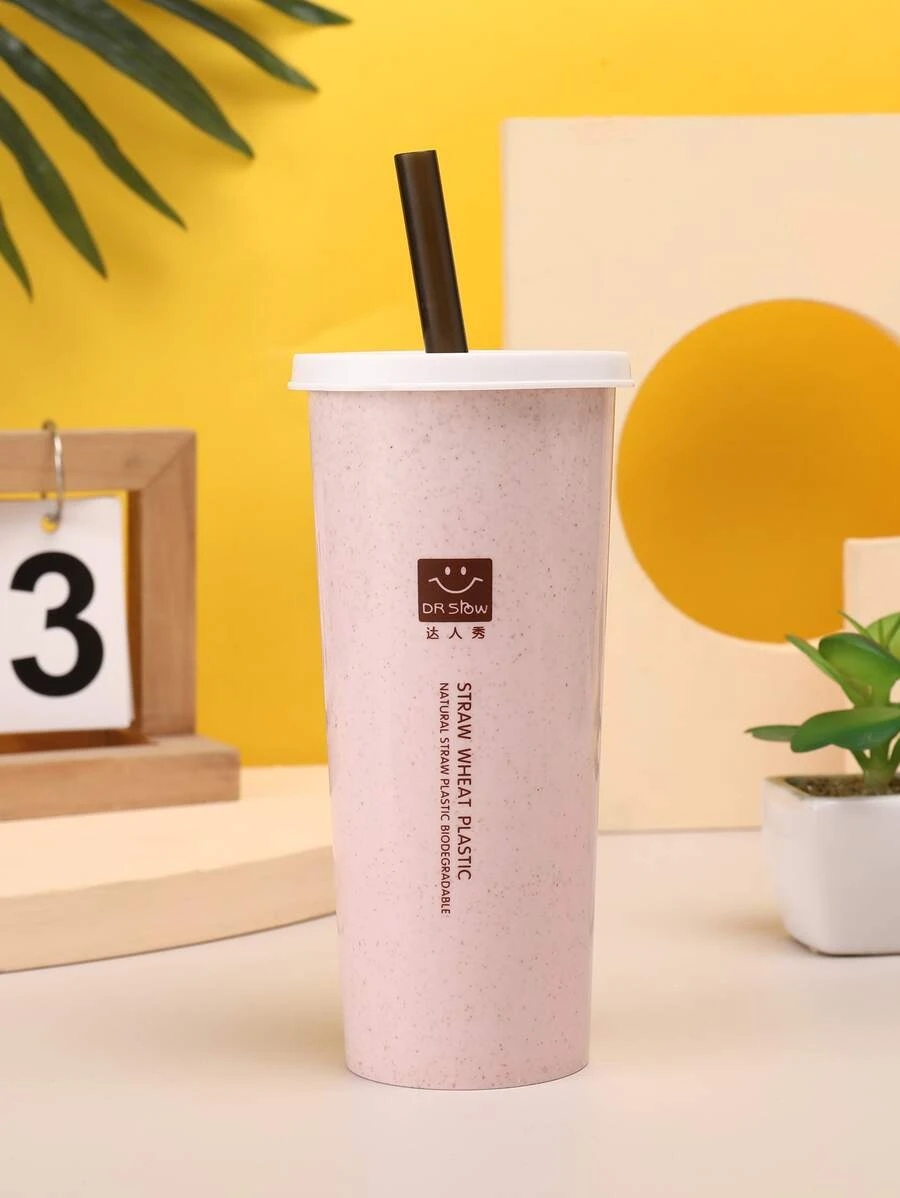 ถ้วยฉนวน สำหรับเดินทาง 450 มล พลาสติก กราฟฟิค ตัวอักษร สำหรับ กลางแจ้ง 1 ชิ้น  pp-35