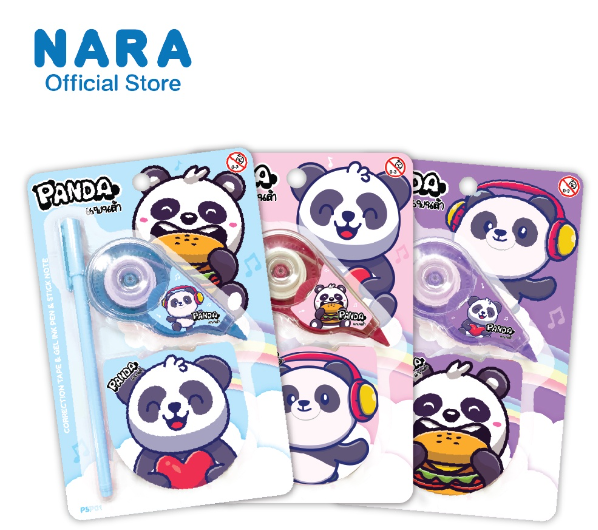 TOY87-PANDA แพ็คเครื่องเขียนต้อนรับเปิดเทอม 3 in 1 (ปากกาน้ำเงิน + เทปลบคำผิด + โพสท์อิท) *เลือกสี*