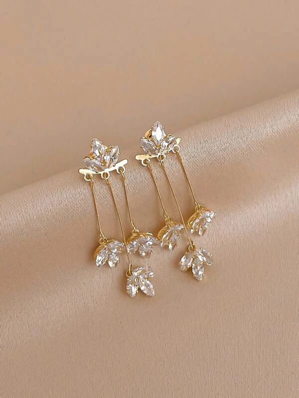 แจ็กเก็ตต่างหู ตกแต่ง เพชรคิวบิกเซอร์โคเนีย & พู่ e-65