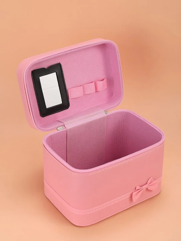 มีดีเทลผูกโบว์ จตุรัส กระเป๋าเครื่องสำอาง พร้อม กระจกเงา  ค-28