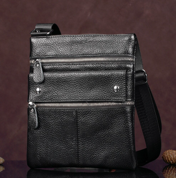 HU39-Humerpaul กระเป๋าสะพายไหล่ สะพายข้าง หนังแท้ แบบบาง แต่งซิป สไตล์นักธุรกิจ สําหรับผู้ชาย
