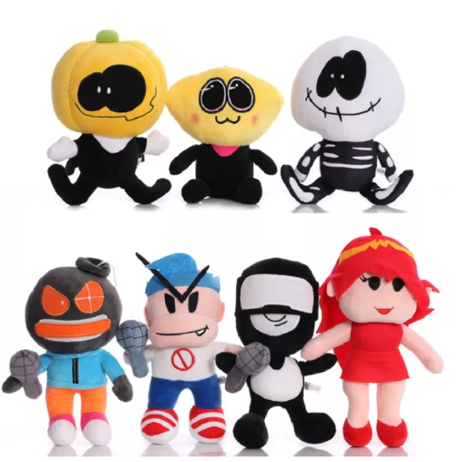 N47-Friday Night Funkin Plush 1ชิ้น20-28เซนติเมตรน่ากลัวเดือนลื่นไถลและปั๊มวันศุกร์กลางคืน Funkin ของเล่นตุ๊กตานุ่มยัดไส้เกมตุ๊กตาเสียบเด็กฮาโลวีนเครื่องประดับตกแต่งของขวัญเด็ก