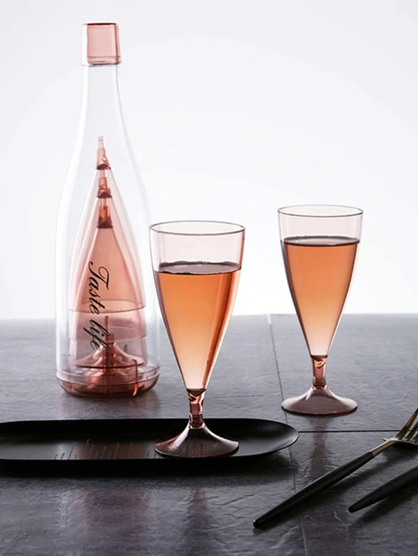 แก้วพลาสติก 5 ชิ้น/เซต สีใส ถอดได้ แก้วไวน์ สำหรับ วันวาเลนไทน์  oo-1