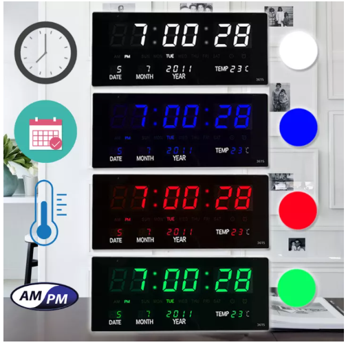 UTI84-นาฬิกาดิจิตอล LED รุ่นJH-3615 แขวนติดผนัง Number ClockLED ขนาด 36x15x3CM พร้อมส่งฟรีหัวชาทและอะแดปเตอร์