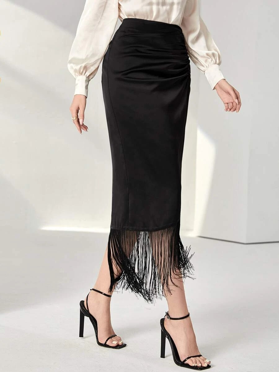 กระโปรง จับย่น อสมมาตร ชายระบาย jj-86