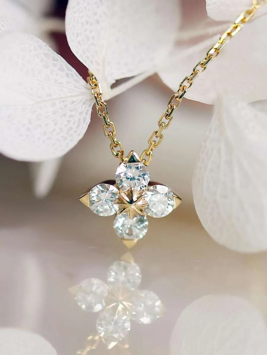 สร้อยคอ จี้ ดอกไม้ เพชรคิวบิกเซอร์โคเนีย kk-5