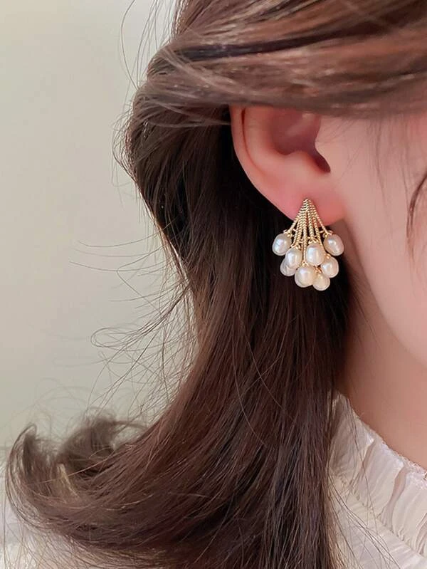 ต่างหู การตกแต่ง มุกธรรมชาติ e-75