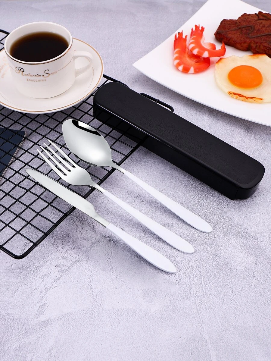 1 เซต เครื่องใช้บนโต๊ะอาหาร สแตนเลส ครัว & 1 ชิ้น กล่องเก็บ hh-37