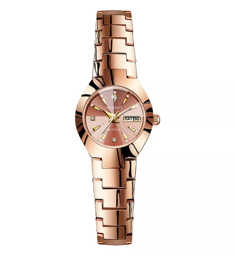 EW35-แฟชั่นปฏิทินคู่นาฬิกาส่องสว่างหญิงสร้อยข้อมือเหล็กทังสเตนเพชรวงเหล็กควอตซ์นาฬิกาสุภาพสตรี