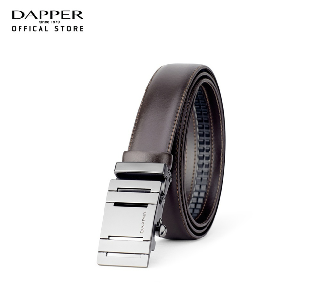 (ข#003) DAPPER เข็มขัดหนังแท้ ปรับสายได้ Ratchet Belt with Automatic Buckle สีน้ำตาล (BBCE1/1279PG)