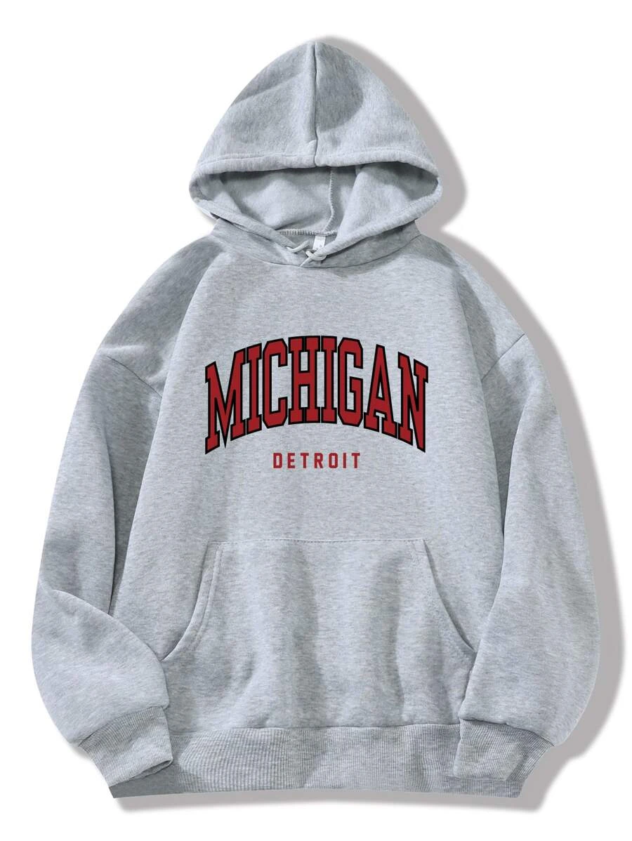 เสื้อฮู้ด ให้ความอบอุ่น กราฟฟิค ตัวอักษร กระเป๋าจิงโจ้ เชือกรูด  cc-82