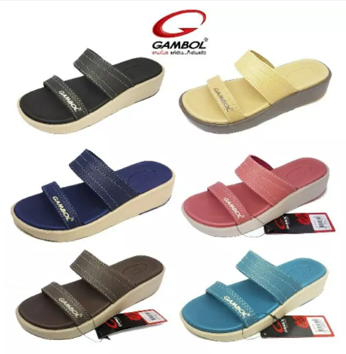 SAN57-#GAMBOL ของแท้ 100% รองเท้าแตะแบบสวมผู้หญิง รุ่น GW42141 คุณภาพมาตรฐานของแกมโบล นุ่ม เบา สวมใส่สบายเท้า ส่งไวมาก