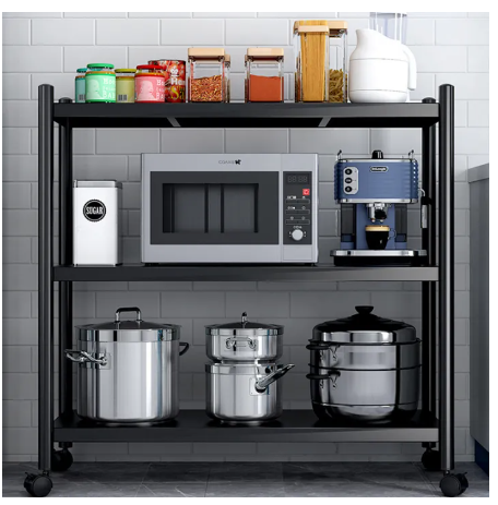 SA44-ชั้นวางของในครัว สแตนเลส ชั้นวางเตาอบไมโครเวฟ หลายชั้น สูงจากพื้นจรดเพดาน หม้อ เก็บของเอนกประสงค์ ชั้นวางของ ชั้น