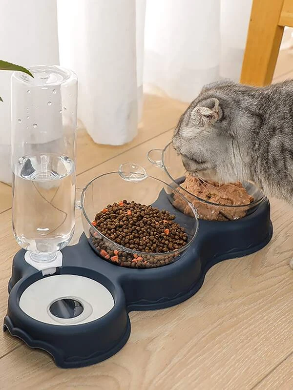 1 ชิ้น สีสุ่ม ชาม สัตว์เลี้ยง พร้อม ขวดน้ำดื่ม ม-60