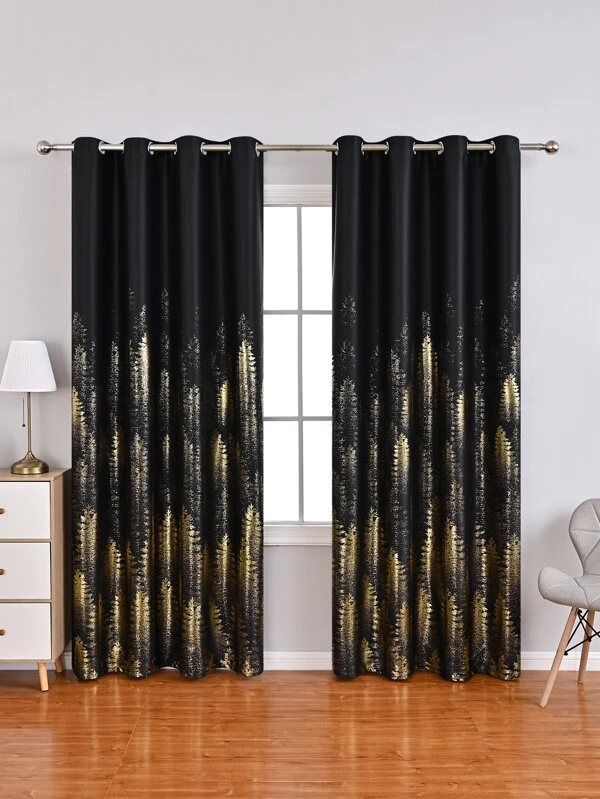 ผ้าม่านเดี่ยว ต้นไม้ ลวดลาย  ผ196