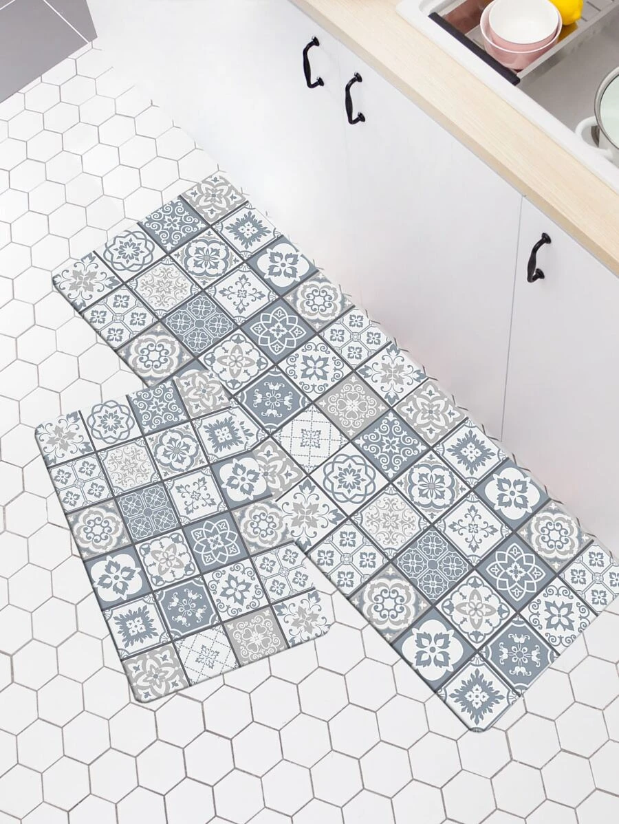 พรมห้องครัว ภาพพิมพ์รูปดอกไม้ 1 ชิ้น  ii-1