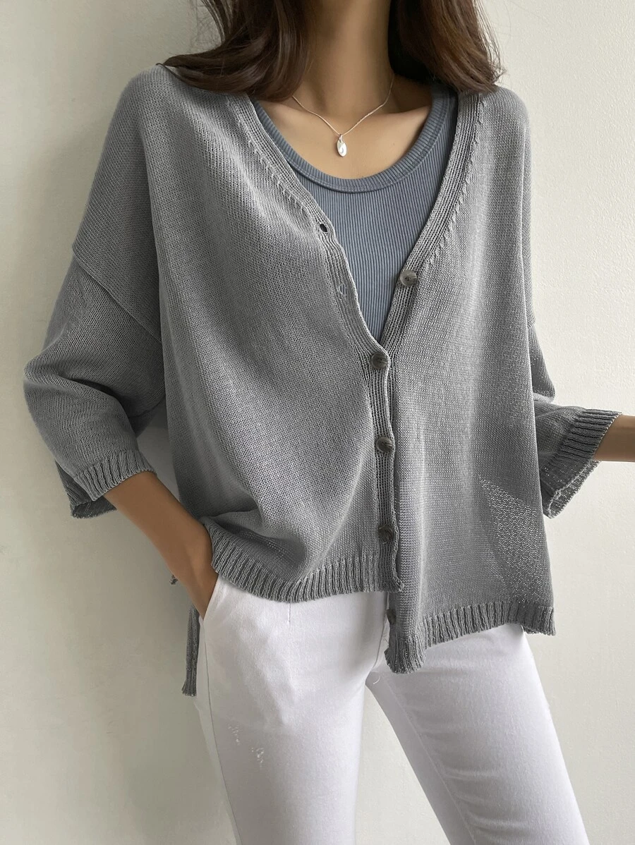 คาร์ดิแกน ไหล่ตก ผ่าชายเอียง  i-35