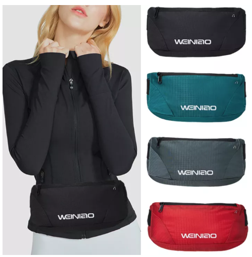 DK32-weiniao กระเป๋าคาดเอววิ่งผู้ชาย กันน้ำ100% กระเป๋าคาดเอวออกกำลังกาย พร้อมช่องเสียบหูฟัง สายยางยืดเอว 65-140cm