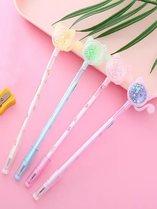 ปากกาเจล การออกแบบ แมว สุ่ม 4 ชิ้น s-44