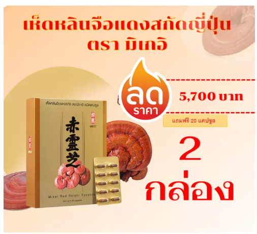ส062 Mikei เห็ดหลินจือญี่ปุ่น 2 กล่อง แถม 20 แคปซูล