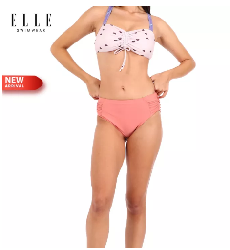 S81 ELLE SWIMWEAR กางเกงว่ายผู้หญิง แบบขาเว้า เอวต่ำ สีชมพู E2P1BSI10201PI